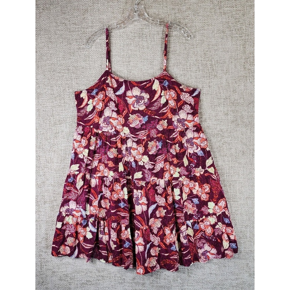 Old Navy Short Sundress Bold Raspberry Coral Floral Womens XL Tiered Cami